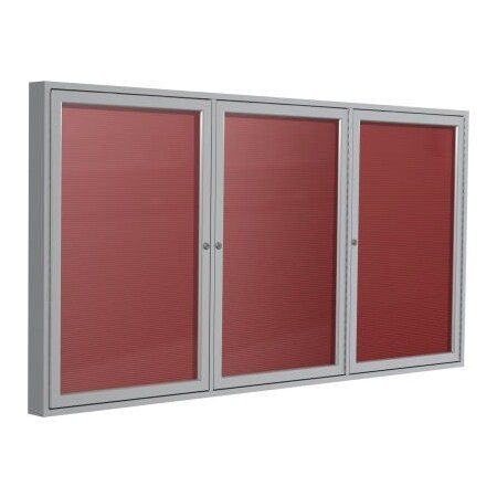 Ghent Ghent Enclosed Letter Board - 3 Door - Burgundy Flannel w/Silver Frame - 36" x 72" PA33672B-BG